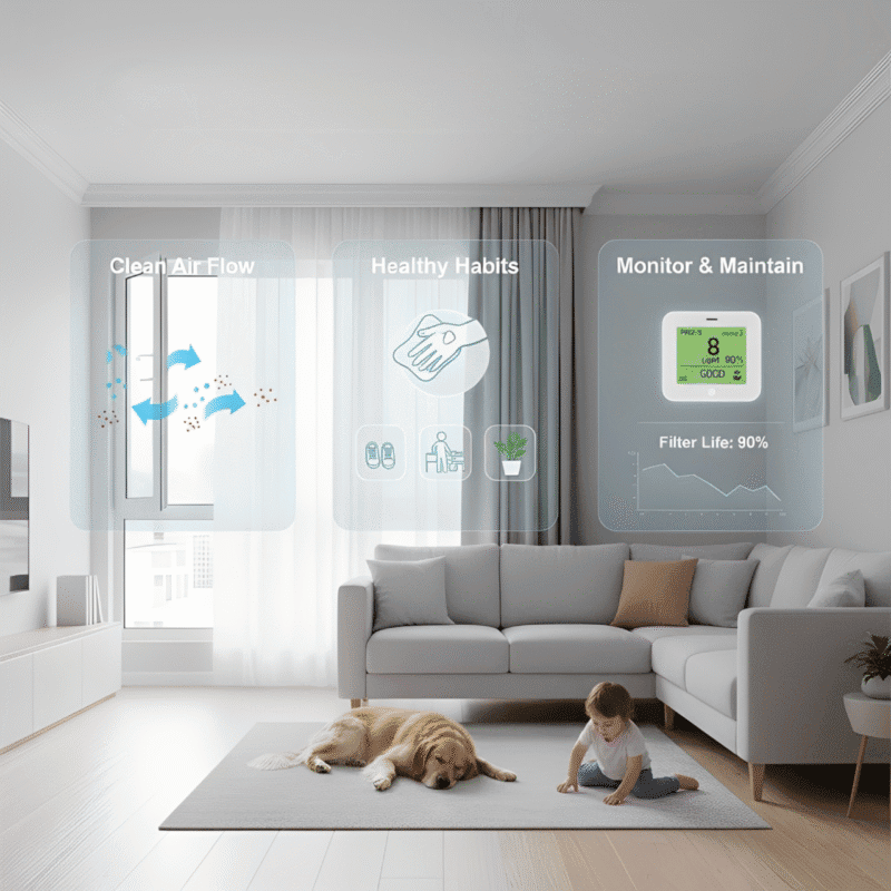 室內PM2.5如何改善？打造乾淨健康的居家空氣環境(示意圖)