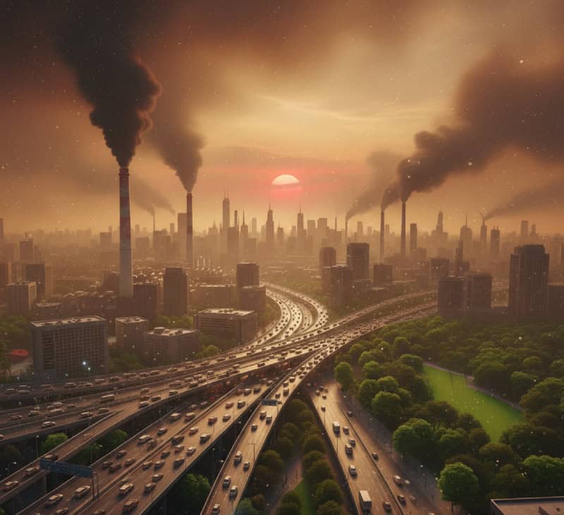 空氣污染的原因、解決方法與對環境的影響(示意圖)