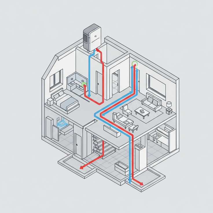 全屋換氣系統怎麼規劃？什麼時期最好安裝？認識會呼吸的家(示意圖)