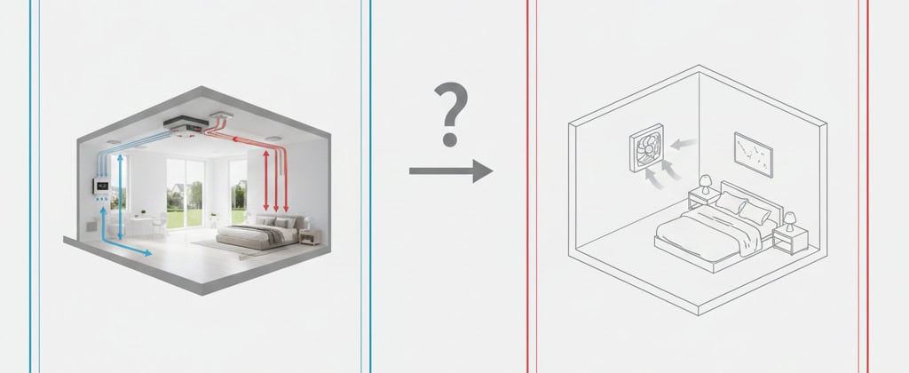 新風系統與傳統排風扇差在哪？一次搞懂兩者的功能差異與使用情境(示意圖)